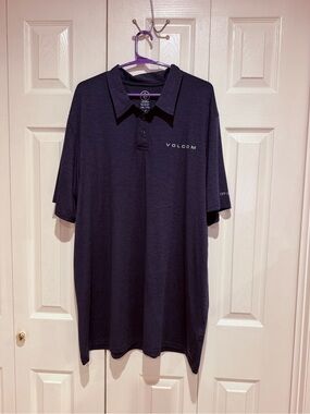 Volcom Men's Navy Polo Shirt with Logo